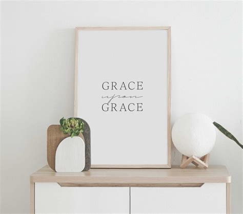 Grace Upon Grace Bible Verse Poster Artwork Christian Wall Etsy