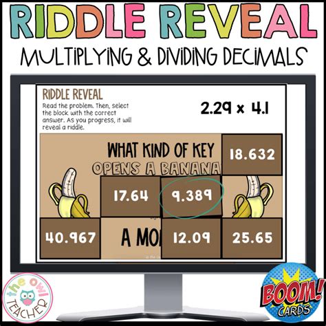 Multiplying And Dividing Decimals Riddle Reveal Boom Cards The Owl