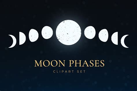 Moon Phases Svg Clipart Icon Set 784868 Objects Design Bundles