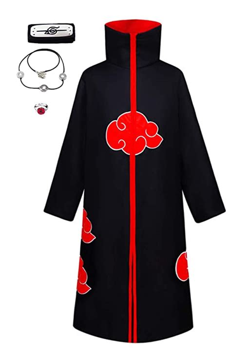 Kukiee Unisex Long Ninja Robe Akatsuki Cloak Halloween Cosplay Costume