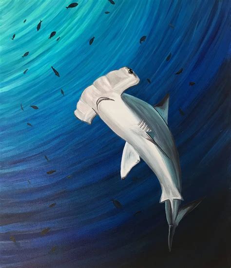 Hammerhead Etsy Shark Painting Acrylic Painting Canvas Canvas Painting