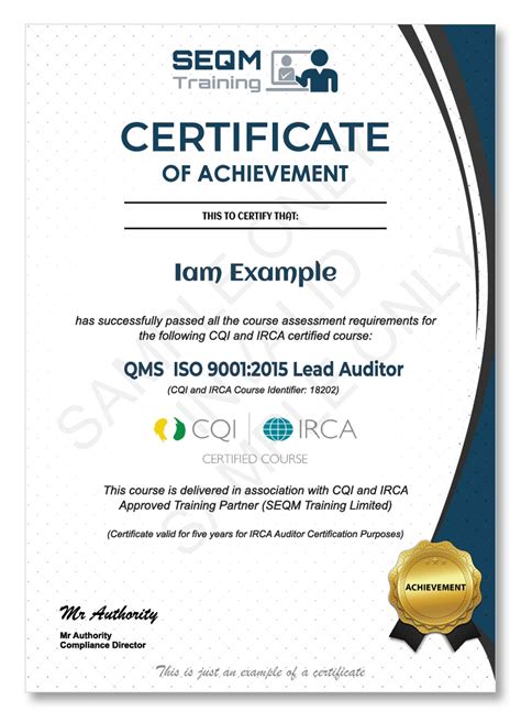 Iso 9001 Lead Auditor Course Cqi And Irca Certified Training Seqm