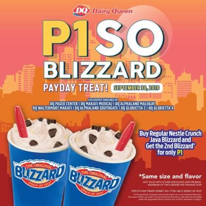 Dairy Queens Piso Blizzard Payday Treat Sept Only Proud Kuripot
