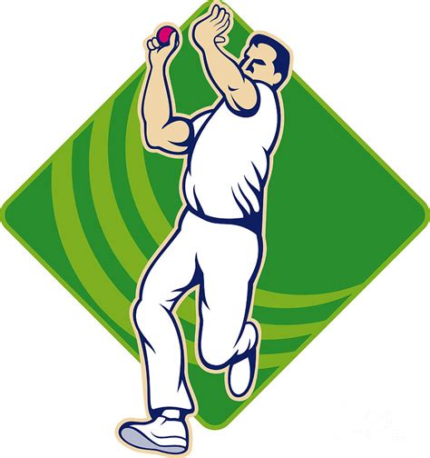 Cricket Bowler Bowling Ball Front Digital Art By Aloysius Patrimonio