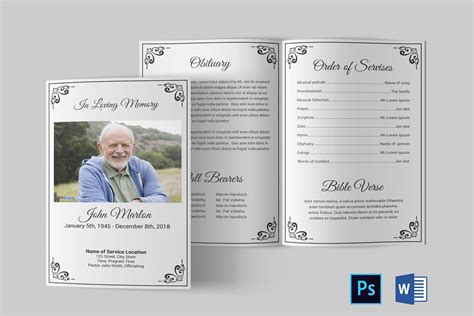 Free Editable Printable Funeral Program Template