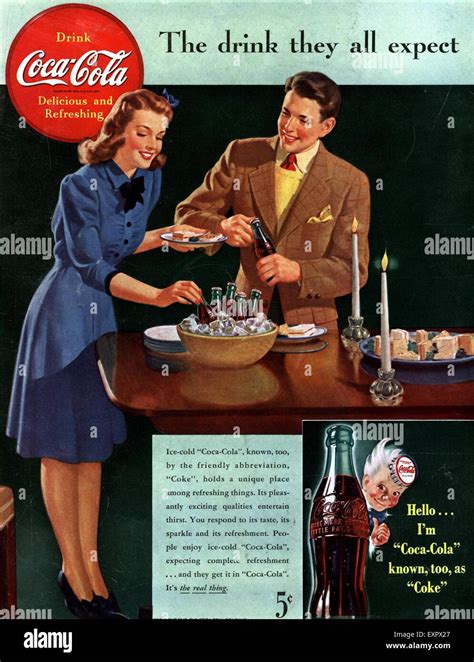 1940s Usa Coca Cola Magazine Advert Stock Photo Alamy