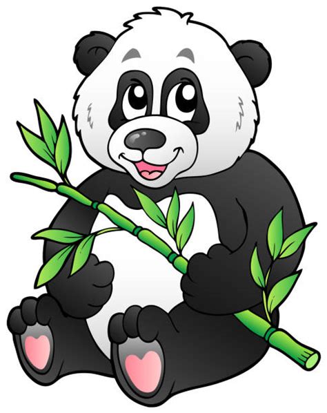 Clip Art Of A Panda Eating Bamboo Illustrations Royalty Free Vector