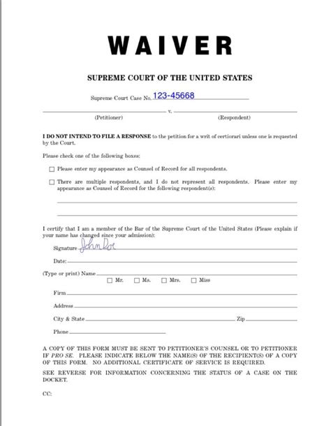 Free Waiver Form Template