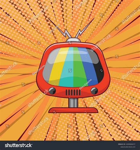 Vintage Old Television Comic Superhero Background Stock Vector Royalty