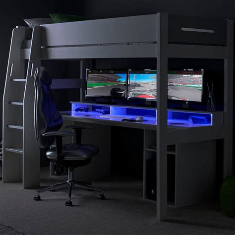 Urban High Sleeper Console Gaming Bed With Built In Gaming Desk