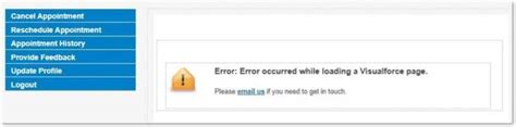 Error Occurred While Loading A Visualforce Page Us Visa Fix