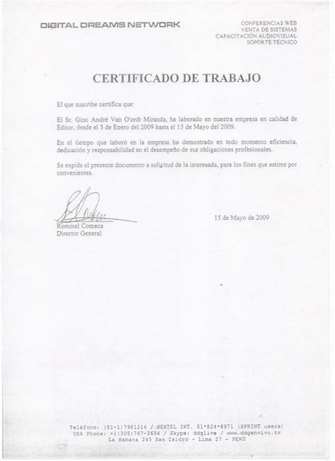 Certificado De Trabajo Ddn 1 By Gino Van O Ordt Issuu Vrogue