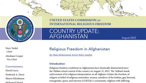 Uscirf Releases New Report Highlighting Religious Freedom In Afghanistan Uscirf