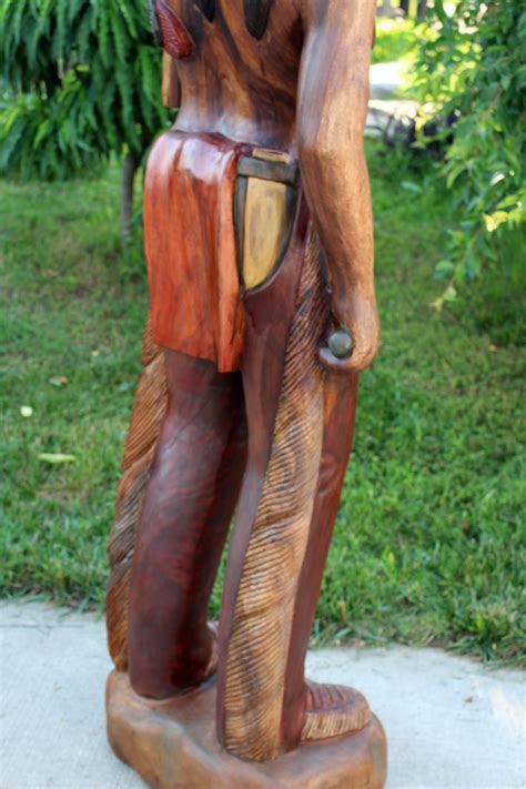 Wooden Indian Warrior Custom Carved Wood American Made Life Size 8 Ebay