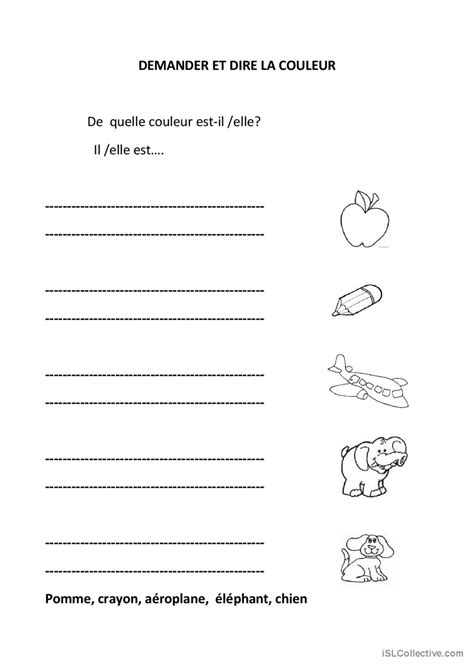 Les couleurs Français FLE fiches pedagogiques pdf doc