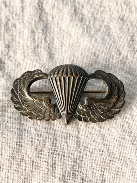 Vintage Wwii Sterling Silver Paratrooper Us Army Military Jump Wings