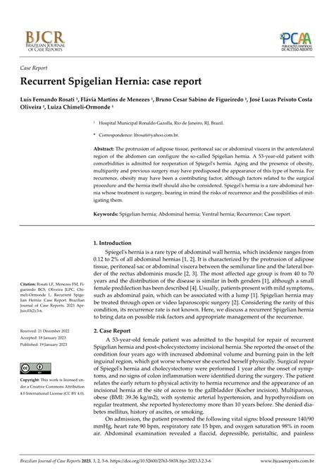 Pdf Recurrent Spigelian Hernia Case Report