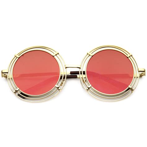 Womens Retro Triple Coil Round Revo Lens Sunglasses Zerouv
