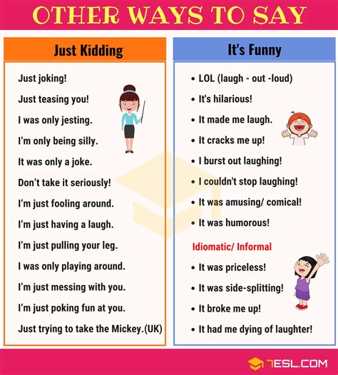 60 Other Ways To Say Just Kidding And Its Funny In English • 7esl