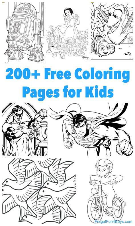 200 Printable Coloring Pages For Kids Frugal Fun For