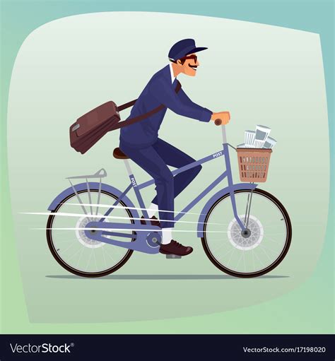 Adult Funny Postman Rides On Bicycle Royalty Free Vector