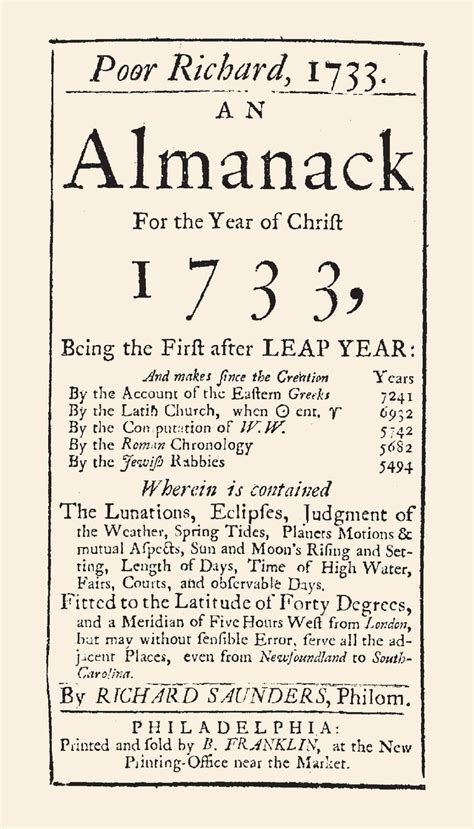 Poor Richard 1733 An Almanack For The Year Of Christ 1733 Paperback