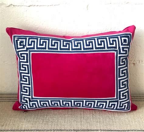 Pink Fuschia Designer Velvet Pillow Cover Navy Blue White Etsy
