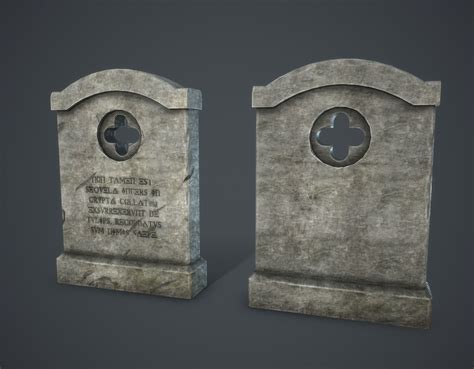 3d model old medieval tombstone vr ar low poly max obj fbx