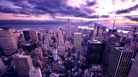 Download Wallpaper 1600x900 New York Skyscrapers Evening Widescreen