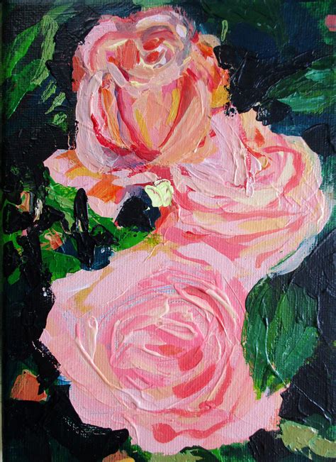 Roses Original Acrylic Painting 5 Inches X 7 Inches Ready Etsy