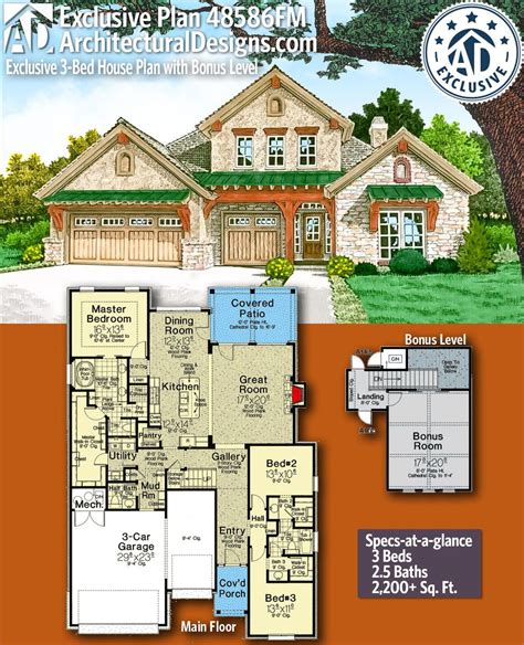 Architectural Designs Exclusive House Plan 48586fm Gives You 3 Bedrooms