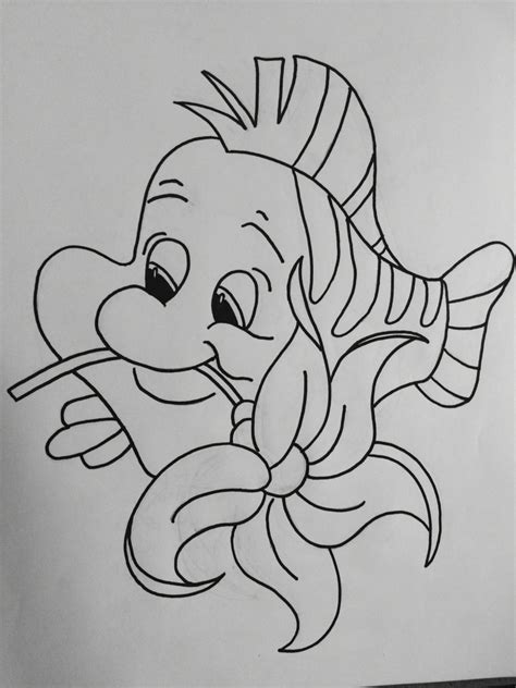 Colouring Page Flounder The Little Mermaid The Little Mermaid
