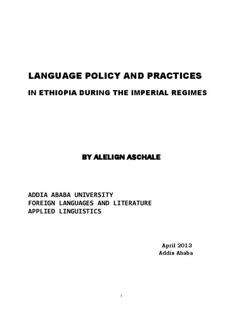 (PDF) Language Policy and Practices Before the Haile Selassie I: The Ethiopian Language Policy ...