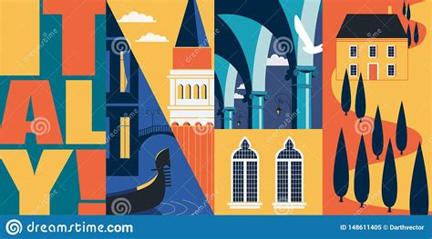 Travel To Italy Vector Banner Illustration City Skyline Historical