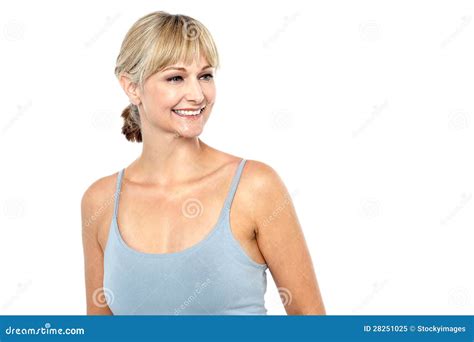 Attractive Middle Aged Woman In Spaghetti Top Stock Photography