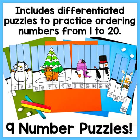 Winter 1 To 20 Number Puzzles Number Sequencing Kindergarten Math