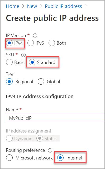 Configure Routing Preference For A Public Ip Address Azure Portal