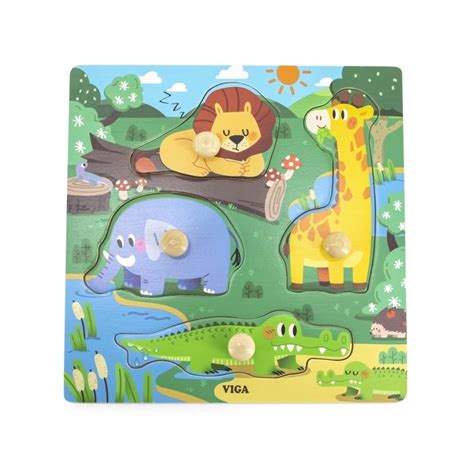 Viga Wooden Puzzle With Pins Wild Animals