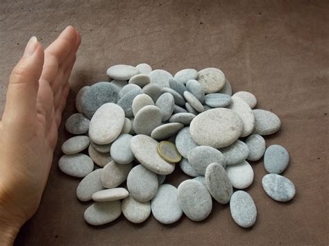 Bulk 70 Smooth Flat Beach Pebbles Oval And Round Surf Tumbled Etsy
