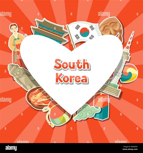 La Conception D Arrière Plan De La Corée Autocollant Traditionnel Coréen Et Les Objets Symboles