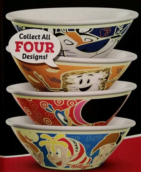 Kelloggs Cereal Bowls Lot Of 4 Brand New Vintage 2015 Kellogg