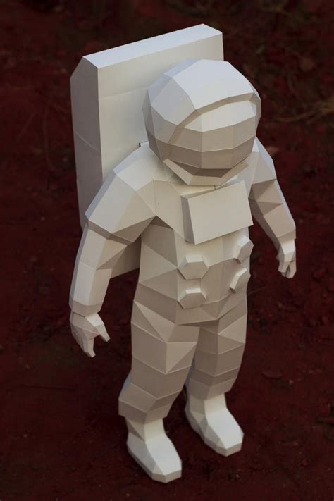 Papercraft 3d Cosmonaut Pepakura Astronaut Pdf Template Low Poly Paper