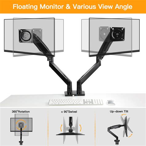 Ergear Dual Monitor Stand Mount Ultrawide 13 35 Inch Height Adjustable