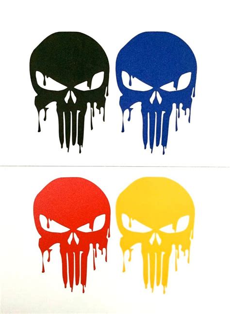 1x Skull Punisher Waterproof Cut Out Vinyl Sticker For Car Etsy