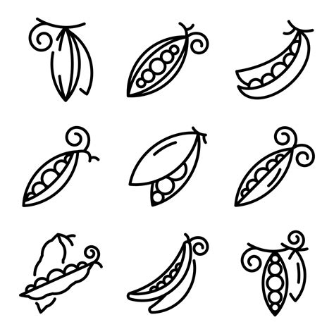 Peas Icons Set Outline Style 8886918 Vector Art At Vecteezy