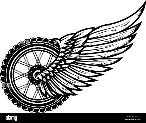 Winged Wheel In Monochrome Style Design Element For Logo Label Sign