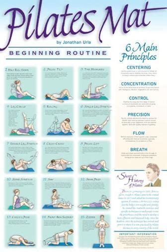 Pilates Mat Workout Beginning Routine Fitness Wall Chart Poster Vhi