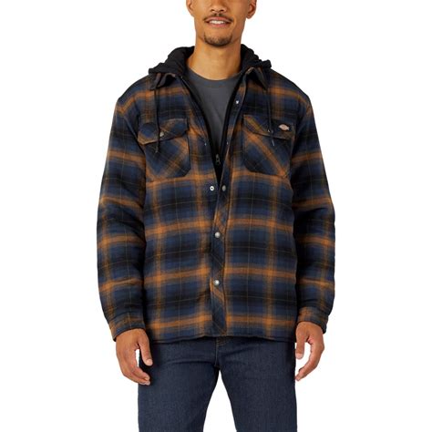 Dickies Relaxed Fleece Hooded Flannel Shirt Jacket In Blue For Men Lyst