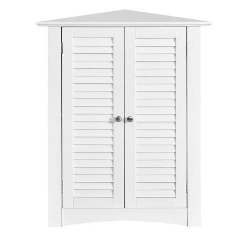 Adjustable Corner Storage Cabinet With Shutter Doors White 25l X