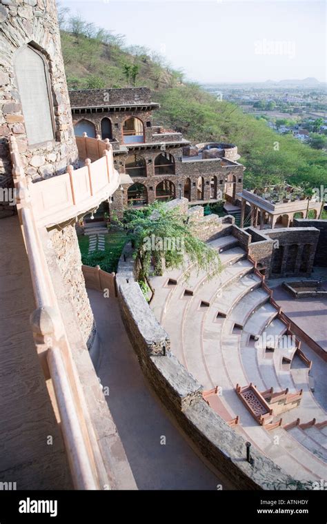 High Angle View Of A Staircase In A Fort Neemrana Fort Palace